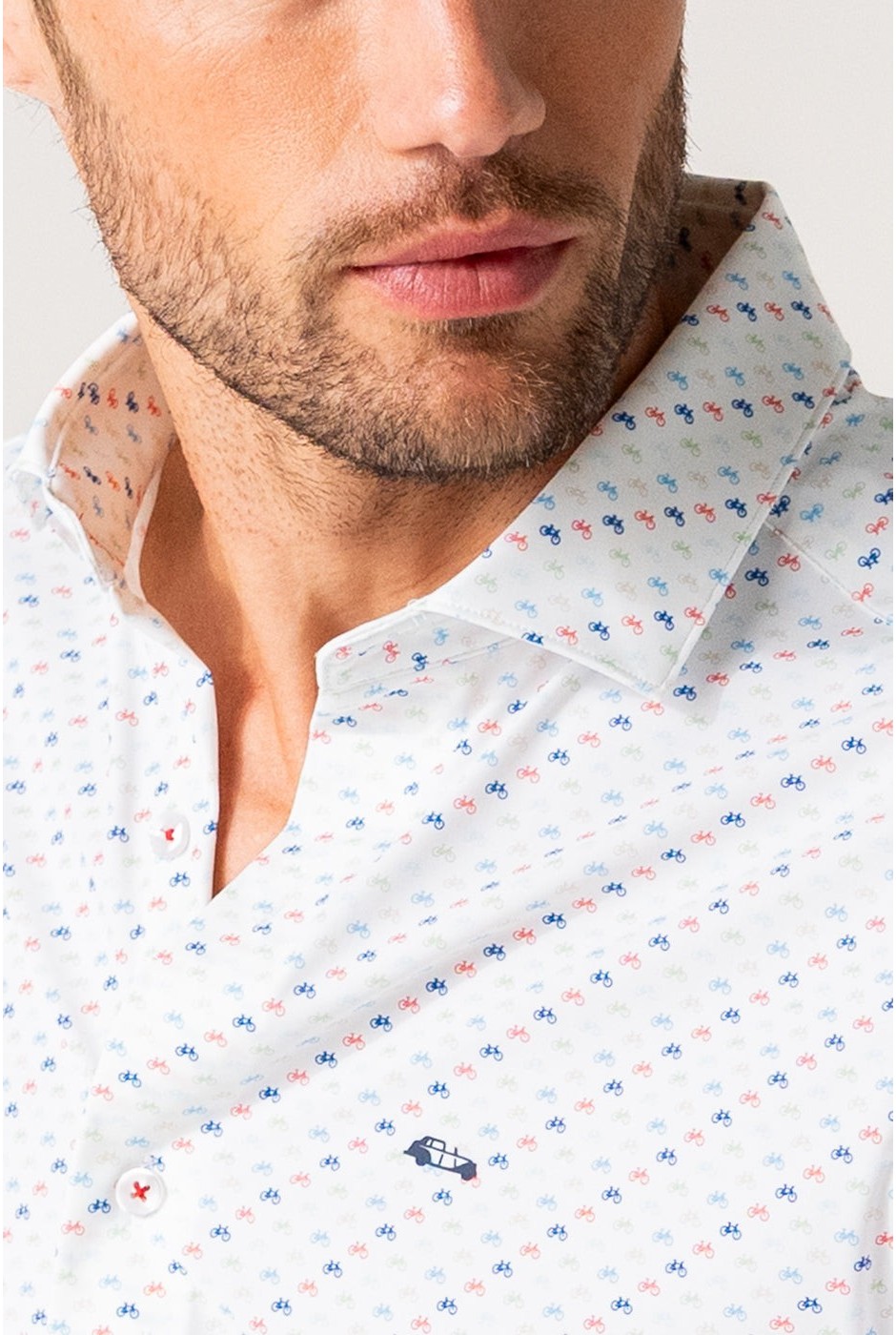 Camisa hombre estampada bicis multicolor no plancha | mister dandy