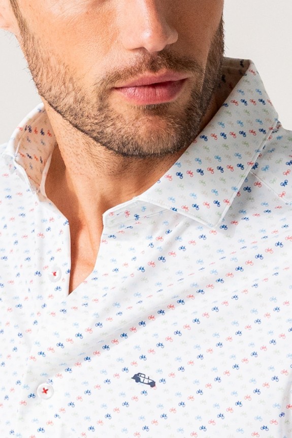 Camisa hombre estampada bicis multicolor no plancha | mister dandy