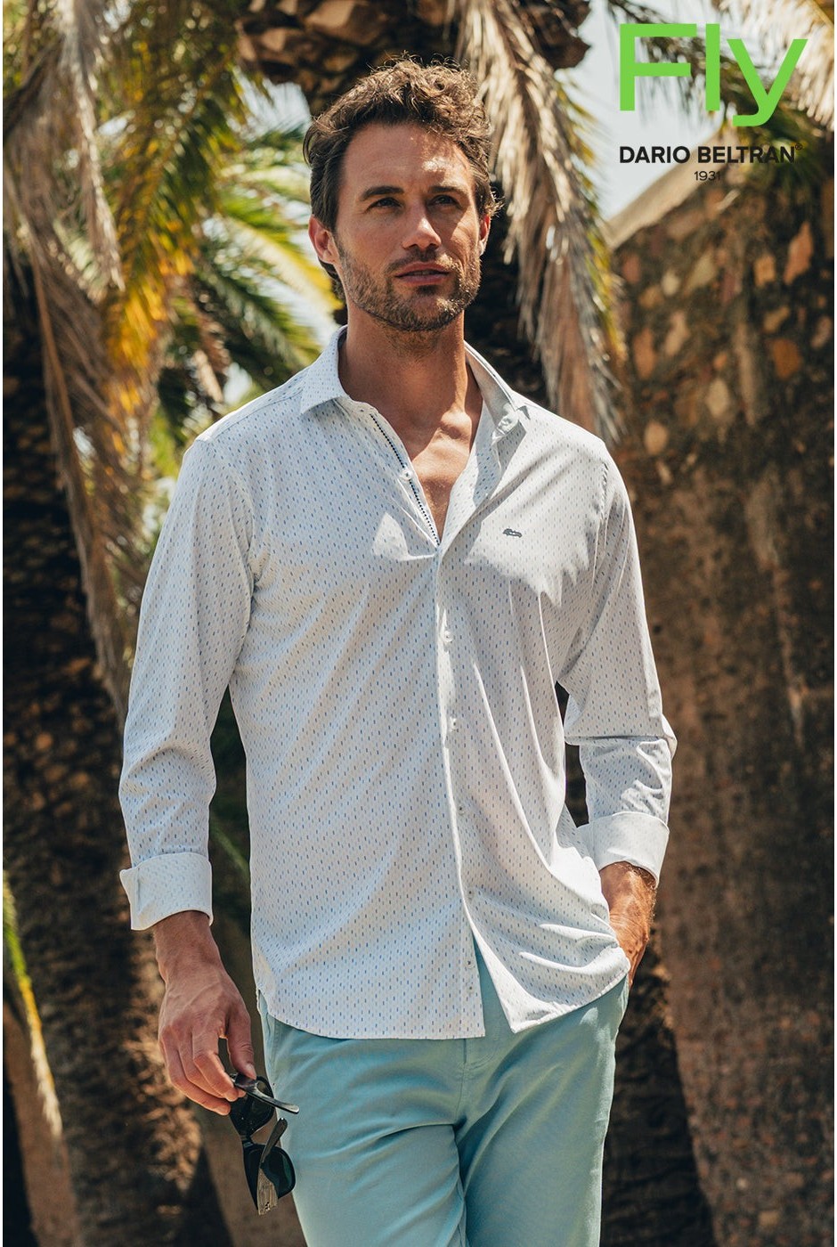 Camisa hombre regular fit lisa azul