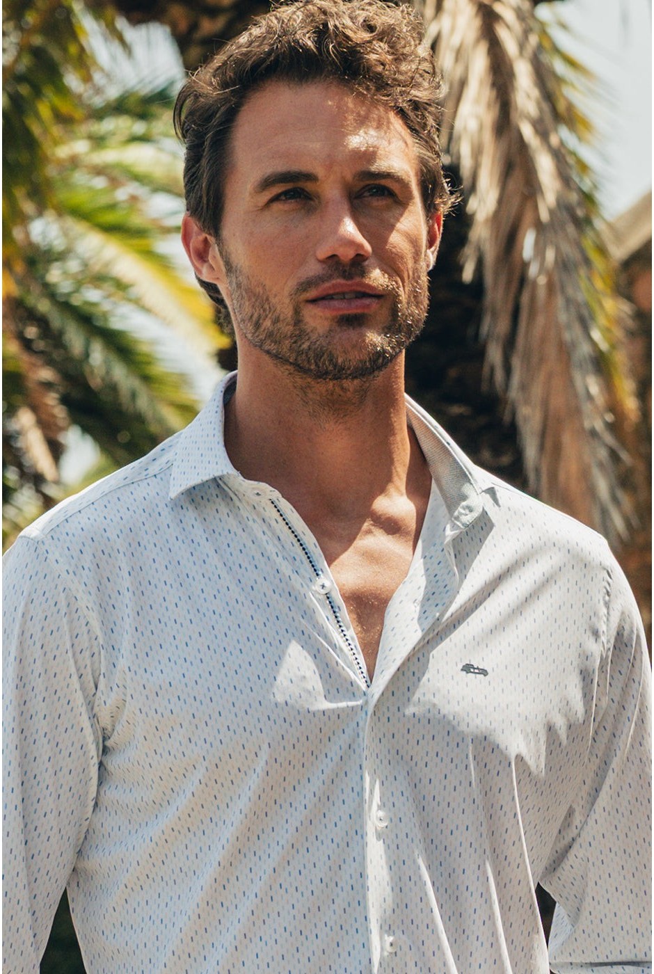 Camisa kisa hombre regular fit azul no plancha | mister dandy | comprar online