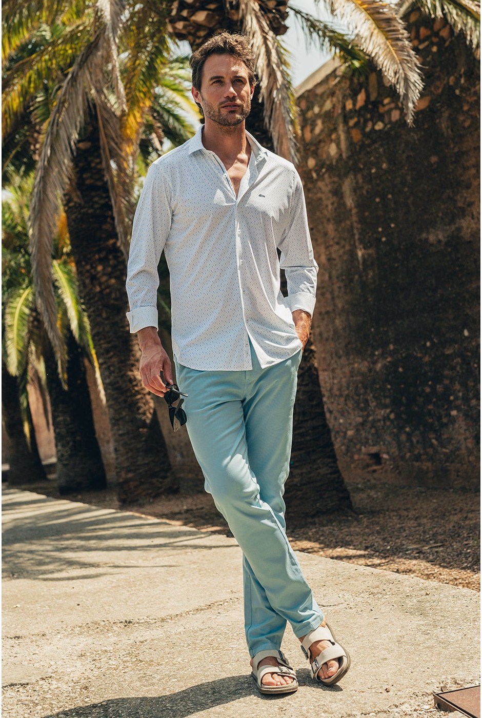Camisa kisa hombre regular fit azul no plancha | mister dandy | comprar online