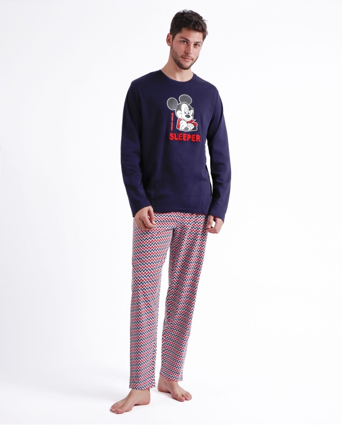 Pijama Manga Larga Mickey Zigzag para Hombre | Lovehomewear