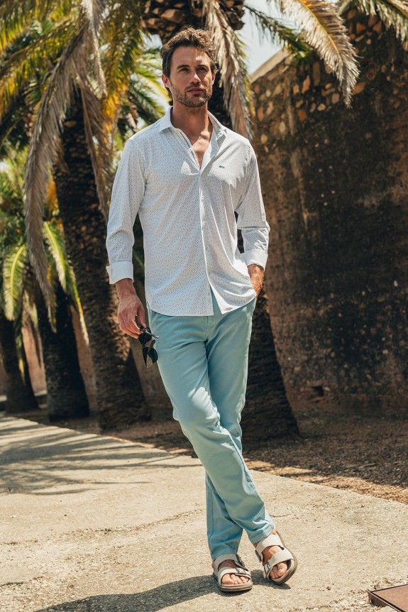 Camisa kisa hombre regular fit azul no plancha | mister dandy | comprar online