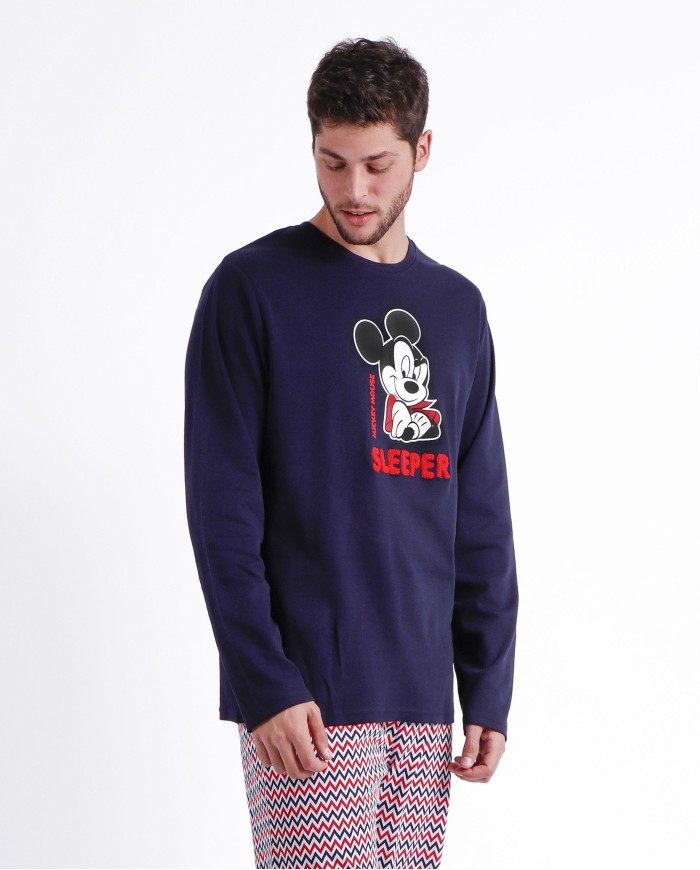 Pijama Manga Larga Mickey Zigzag para Hombre | Lovehomewear