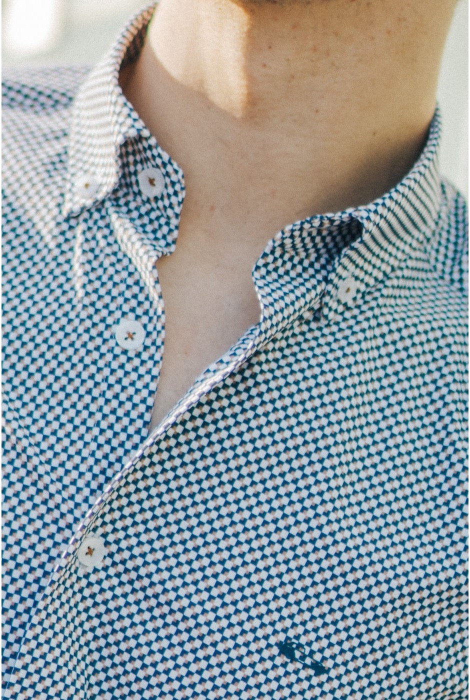 Camisa estampada cuadraditos regular fit no plancha | mister dandy