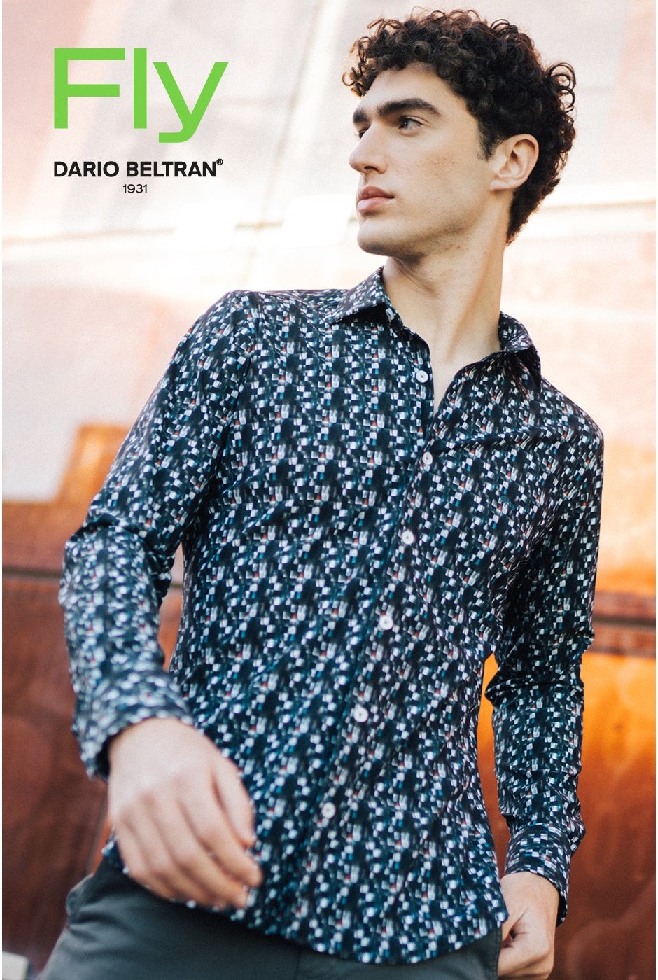 Camisa estampado abstracto marino hombre