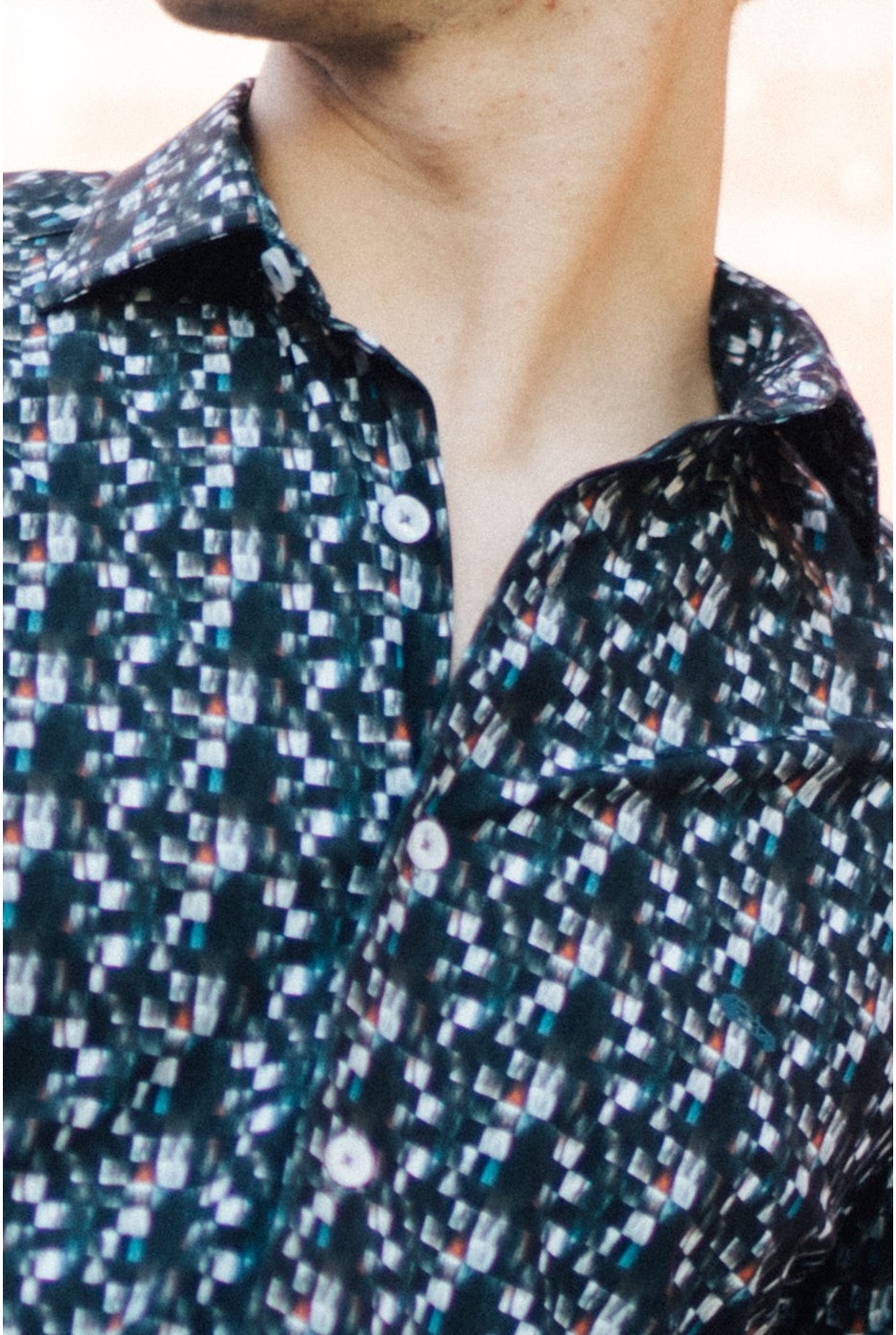 Camisa estampada hombre abstracta marino no plancha | mister dandy