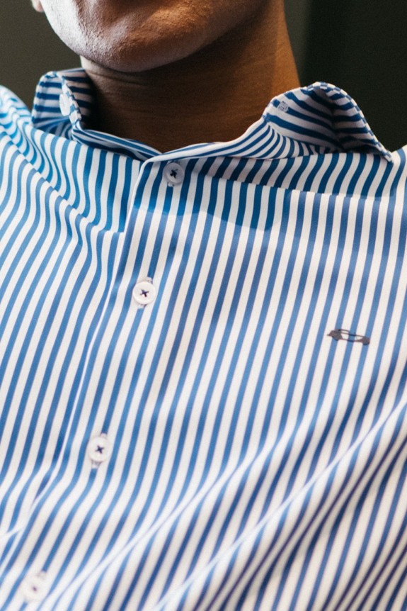 Camisa hombre en tejido de rayas antiarrugas | mister dandy | comprar online