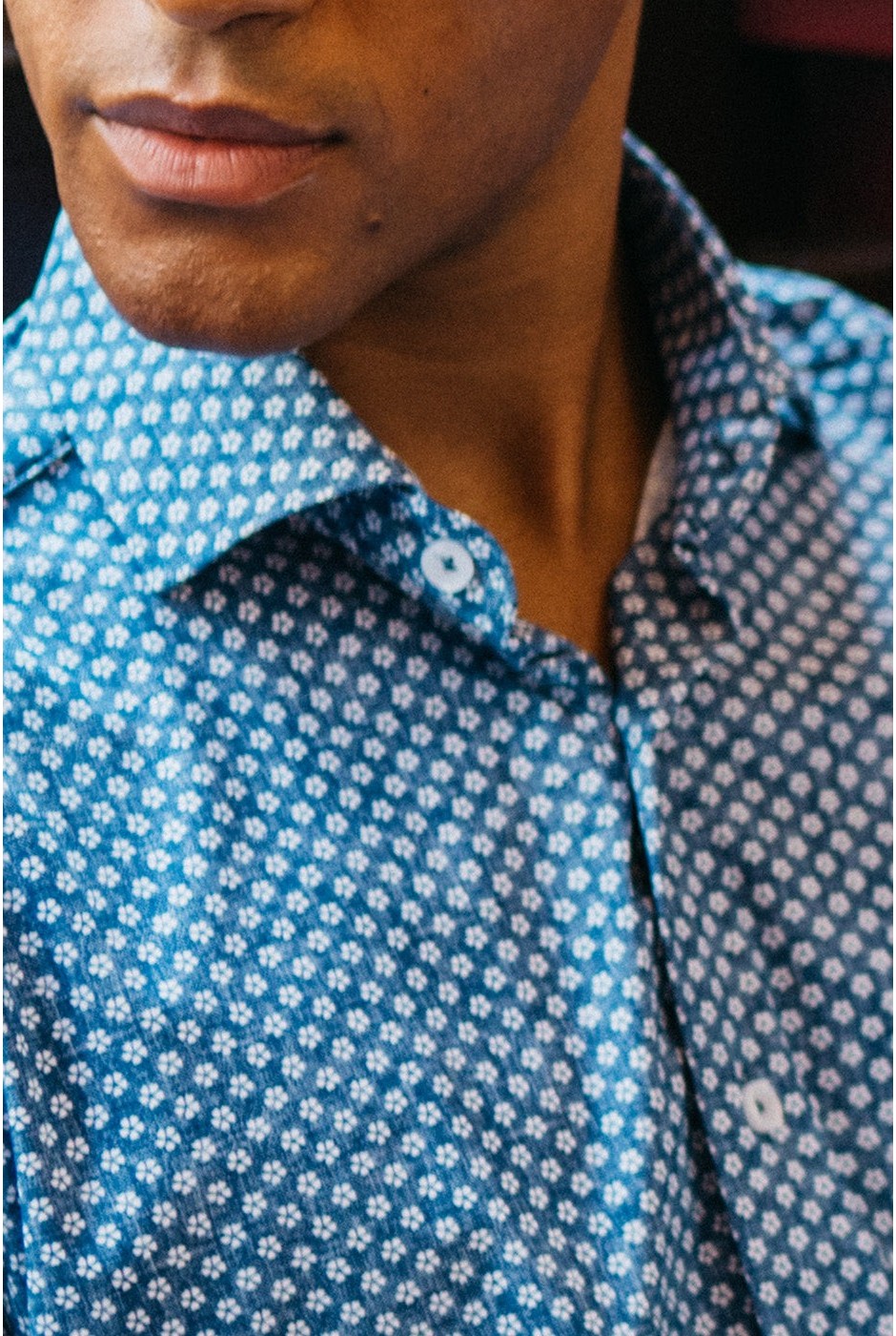 Camisas estampada flores azul que no plancha bielástica| mister dandy