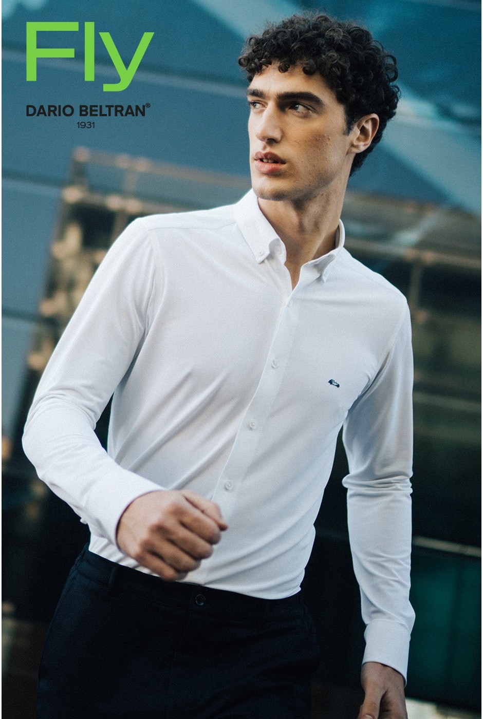 Camisa antiarrugas hombre blanca