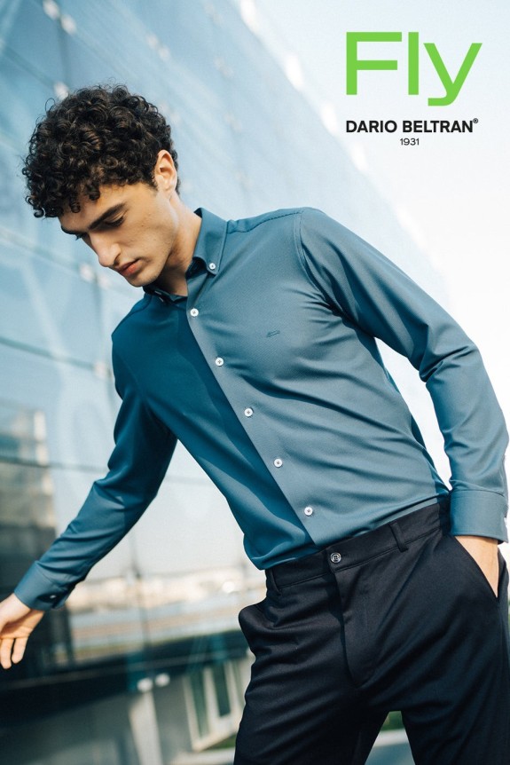 Camisa hombre bielástica en azul
