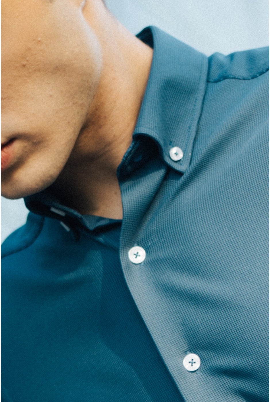 Camisa hombre bielástica en azul no plancha | mister dandy | comprar online
