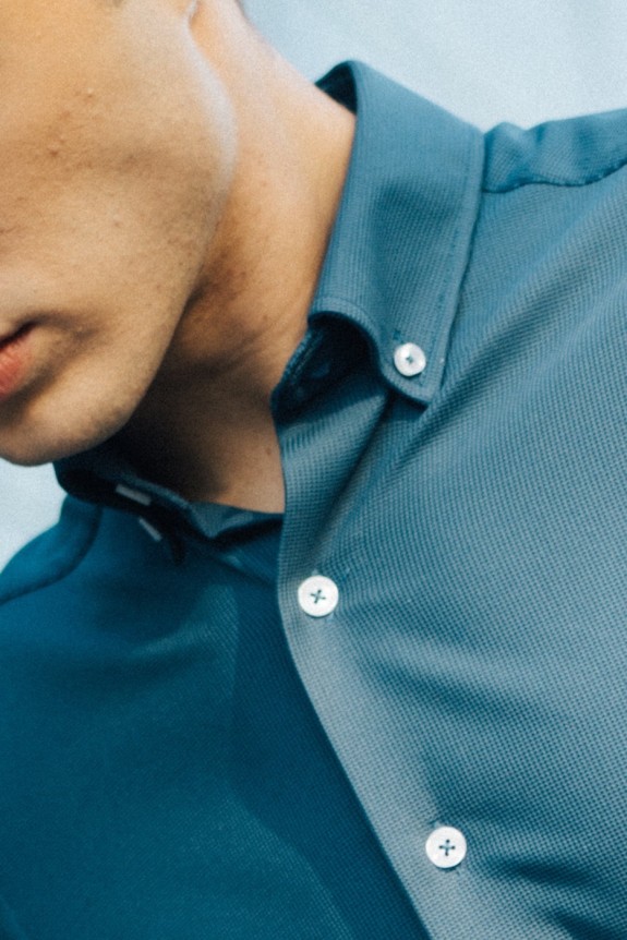 Camisa hombre bielástica en azul no plancha | mister dandy | comprar online