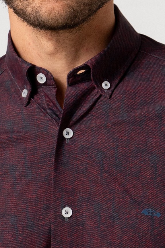 Camisa estampada granate hombre Regular FIT no plancha | mister dandy