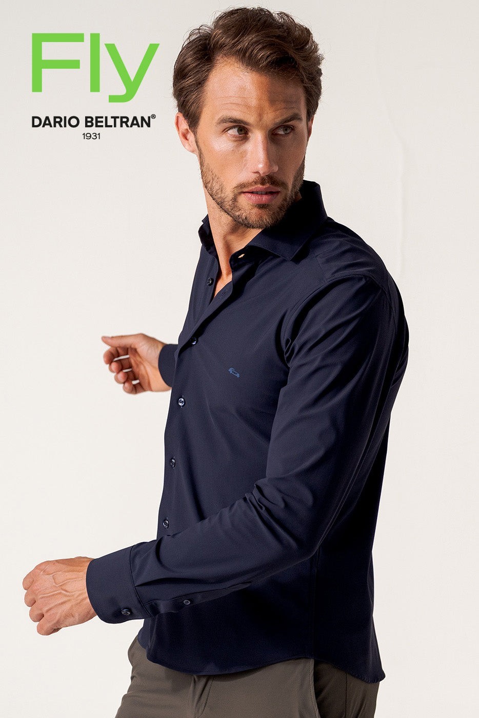 Camisa hombre técnica lisa marino