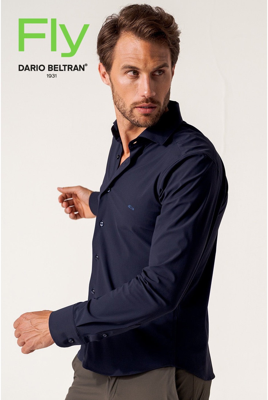 Camisa hombre técnica lisa marino