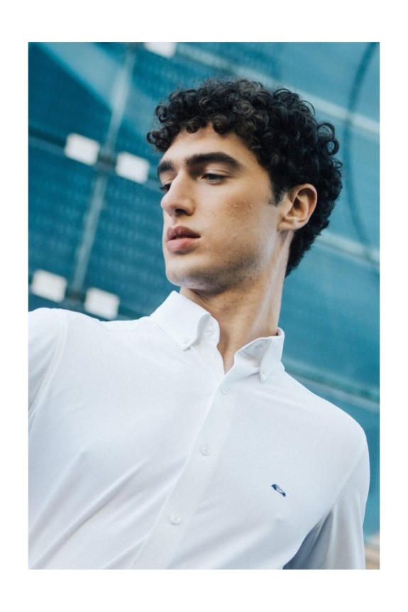 Camisa blanca bielástica regular fit falso liso no plancha | mister dandy