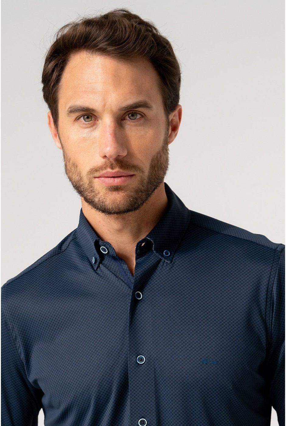 Camisa hombre antiarrugas estampada marino no plancha | mister dandy