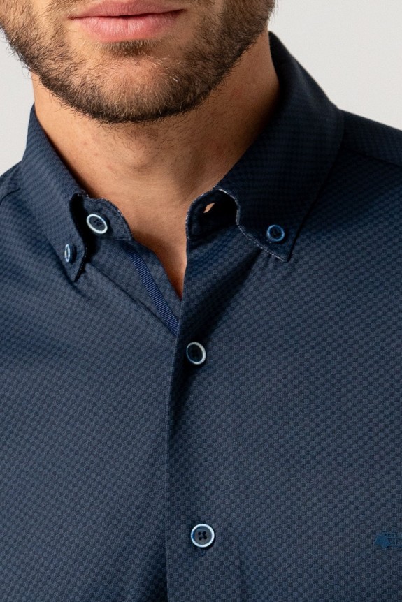 Camisa hombre antiarrugas estampada marino no plancha | mister dandy