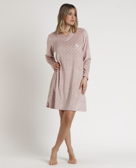 Camisola Manga Larga Velvet Pico Dots Lace | Lovehomewear