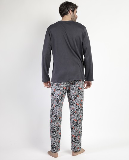 Pijama Manga Larga Comic B&W para Hombre | Lovehomewear 2