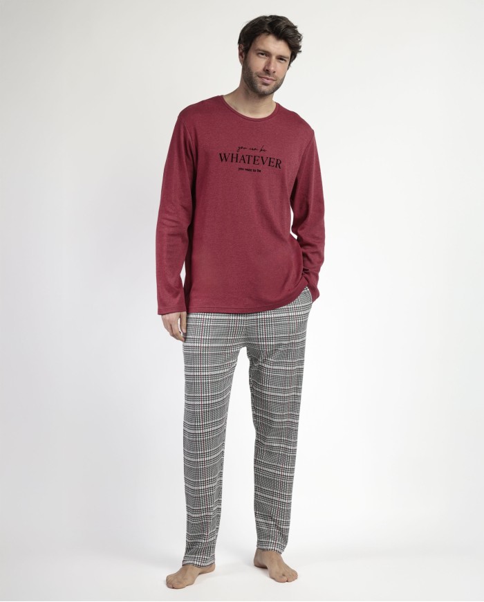 Pijama Manga Larga Houndstooth para Hombre | Lovehomewear