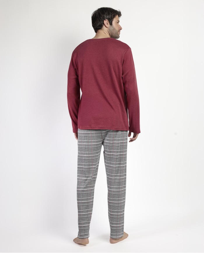 Pijama Manga Larga Houndstooth para Hombre | Lovehomewear