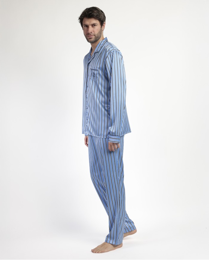 Pijama Manga Larga Abierto Satinado Adm | Lovehomewear