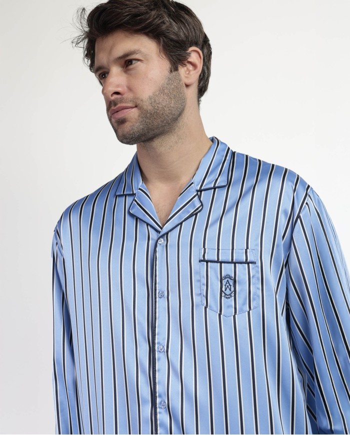 Pijama Manga Larga Abierto Satinado Adm | Lovehomewear