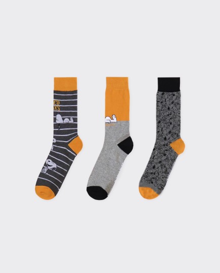 Calcetín Mediano Yellow Snoopy para Hombre, | Lovehomewear