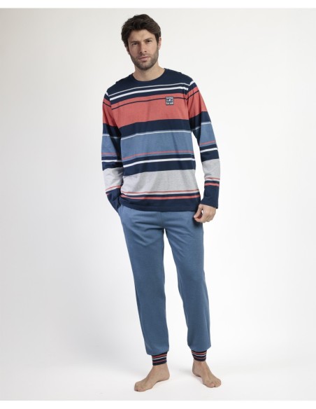 Pijama Manga Larga Rayas Burnt para Hombre | MrDandy