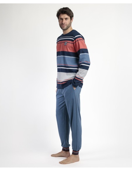 Pijama Manga Larga Rayas Burnt para Hombre | MrDandy