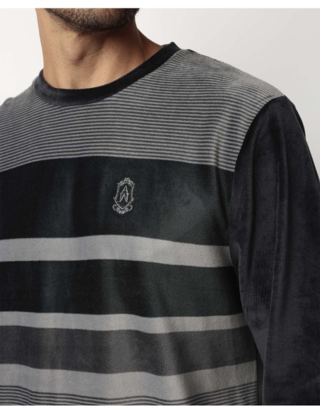 Pijama Manga Larga Terciopelo Velvet Stripe | MrDandy
